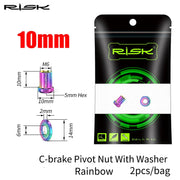 FnLune RISK Road Bike C Brake Pivot Center Nut with Washer c Front Rear Brake Caliper Screw Bolt Titanium Alloy M6x10/15/20/25/30/40mm - FnLune