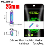 FnLune RISK Road Bike C Brake Pivot Center Nut with Washer c Front Rear Brake Caliper Screw Bolt Titanium Alloy M6x10/15/20/25/30/40mm - FnLune