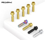 FnLune RISK Titanium Stem Bolts 6PCS M5x16mm M5x18mm Titanium Alloy Bicycle Stem Screws Colorful Bike Stem MTB Bolt Bicycle Accessories - FnLune
