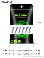 FnLune RISK Titanium Stem Bolts 6PCS M5x16mm M5x18mm Titanium Alloy Bicycle Stem Screws Colorful Bike Stem MTB Bolt Bicycle Accessories - FnLune