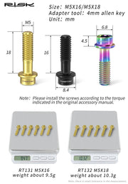 FnLune RISK Titanium Stem Bolts 6PCS M5x16mm M5x18mm Titanium Alloy Bicycle Stem Screws Colorful Bike Stem MTB Bolt Bicycle Accessories - FnLune