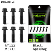 FnLune RISK Titanium Stem Bolts 6PCS M5x16mm M5x18mm Titanium Alloy Bicycle Stem Screws Colorful Bike Stem MTB Bolt Bicycle Accessories - FnLune