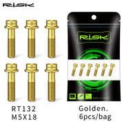 FnLune RISK Titanium Stem Bolts 6PCS M5x16mm M5x18mm Titanium Alloy Bicycle Stem Screws Colorful Bike Stem MTB Bolt Bicycle Accessories - FnLune