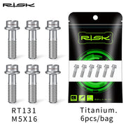 FnLune RISK Titanium Stem Bolts 6PCS M5x16mm M5x18mm Titanium Alloy Bicycle Stem Screws Colorful Bike Stem MTB Bolt Bicycle Accessories - FnLune