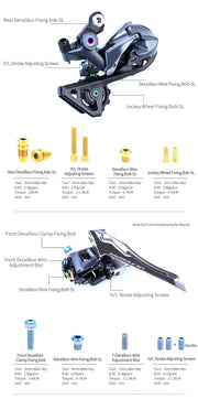 FnLune RISK UT R8000 Titanium Alloy Screw Set for Highway Vehicles C - Clip Brake Front and Rear Shift Transmission Screw Groupset - FnLune