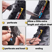 FnLune Round Tennis Laces for SALOMON Without ties Adult Kids No tie Shoe laces Quality Running Sneakers Shoelaces Black White - FnLune