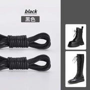 FnLune Super Long Custom Made Boots Laces Boots Tooling Leather Shoes Black Lengthened Extra Long Women's Waxed Round Rope Laces - FnLune