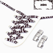 FnLune Tiger/Snake/Leopard No Tie Shoe laces Press Lock Shoelaces Without ties Animal Pattern Elastic Laces Sneakers Shoe Accessories - FnLune
