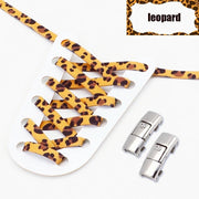 FnLune Tiger/Snake/Leopard No Tie Shoe laces Press Lock Shoelaces Without ties Animal Pattern Elastic Laces Sneakers Shoe Accessories - FnLune