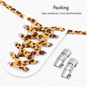FnLune Tiger/Snake/Leopard No Tie Shoe laces Press Lock Shoelaces Without ties Animal Pattern Elastic Laces Sneakers Shoe Accessories - FnLune