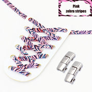 FnLune Tiger/Snake/Leopard No Tie Shoe laces Press Lock Shoelaces Without ties Animal Pattern Elastic Laces Sneakers Shoe Accessories - FnLune