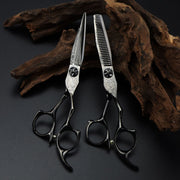 FnLune VG - 10 6 inch Black Damascus Pattern Hairdressing Scissors - FnLune