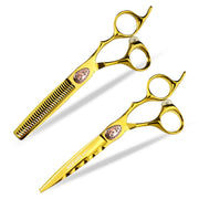 FnLune Vg - 10 6 Inch Gold Diamond Hairdressing Scissors - FnLune