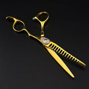 FnLune VG - 10 6 Inch Gold Diamond Hairdressing Scissors - FnLune