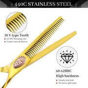 FnLune Vg - 10 6 Inch Gold Diamond Hairdressing Scissors - FnLune