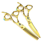 FnLune vg - 10 6 Inch Gold Emerald Ring Hairdressing Scissors - FnLune