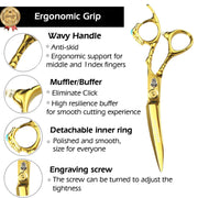 FnLune vg - 10 6 Inch Gold Emerald Ring Hairdressing Scissors - FnLune