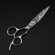 FnLune Vg - 10 6.0 Inch Engraved Patterned Hairdressing Scissors Willow Blade Fat Scissors - FnLune