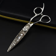 FnLune Vg - 10 6.0 Inch Engraved Patterned Hairdressing Scissors Willow Blade Fat Scissors - FnLune