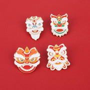 FnLune Vintage Chinese Style Alloy Jewellery Lion Dance Lion Head - FnLune